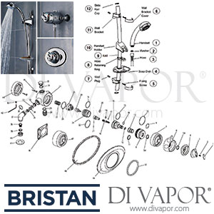 Bristan Tulsa Thermostatic Shower Valve with Adjustable Riser Spare Parts - BR DV 271